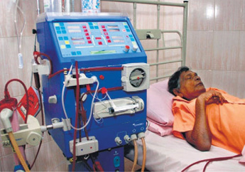 A patient undergoing dialysis in Sri Lanka